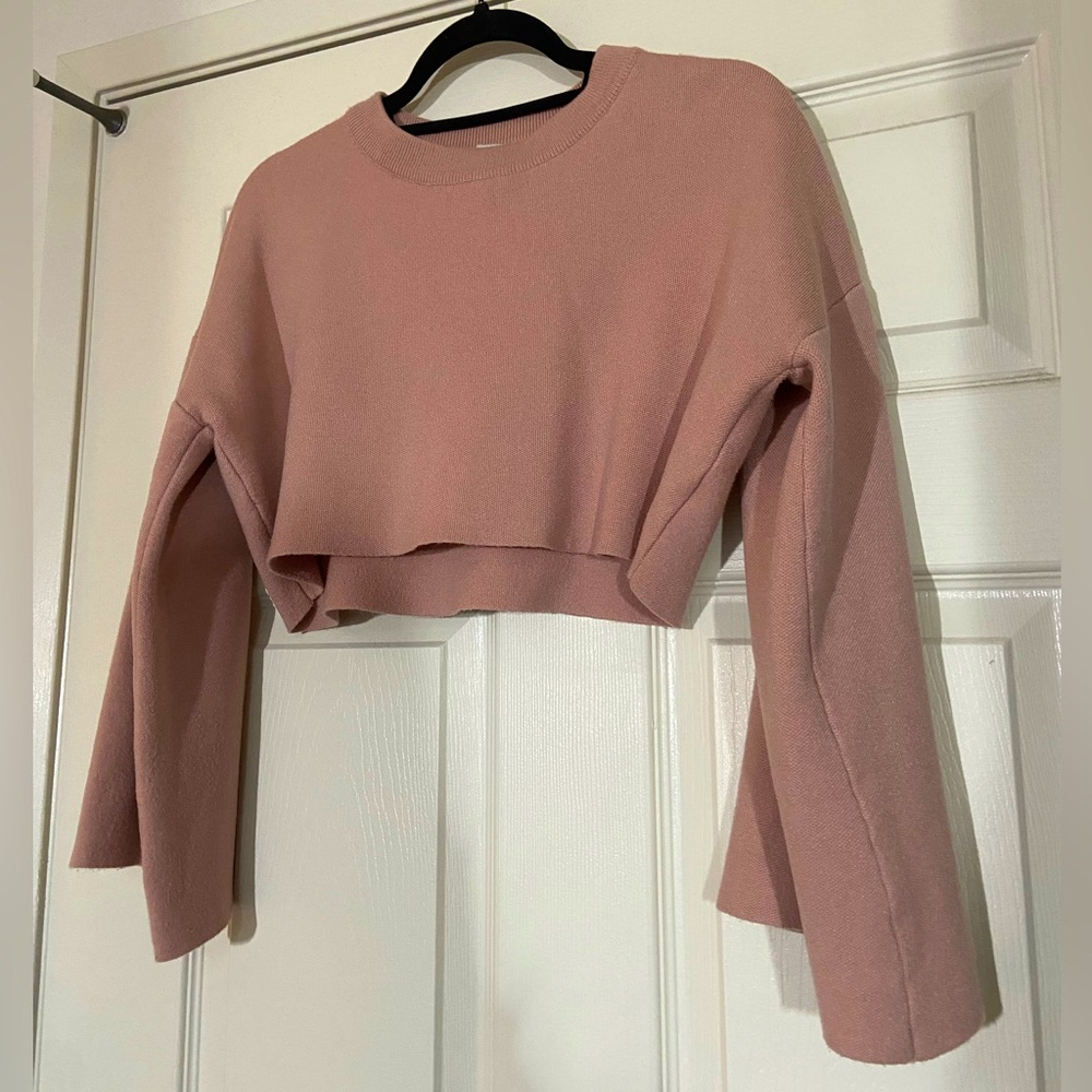 Princess Polly Girl Soldier Crop Sweater in Blush Pink